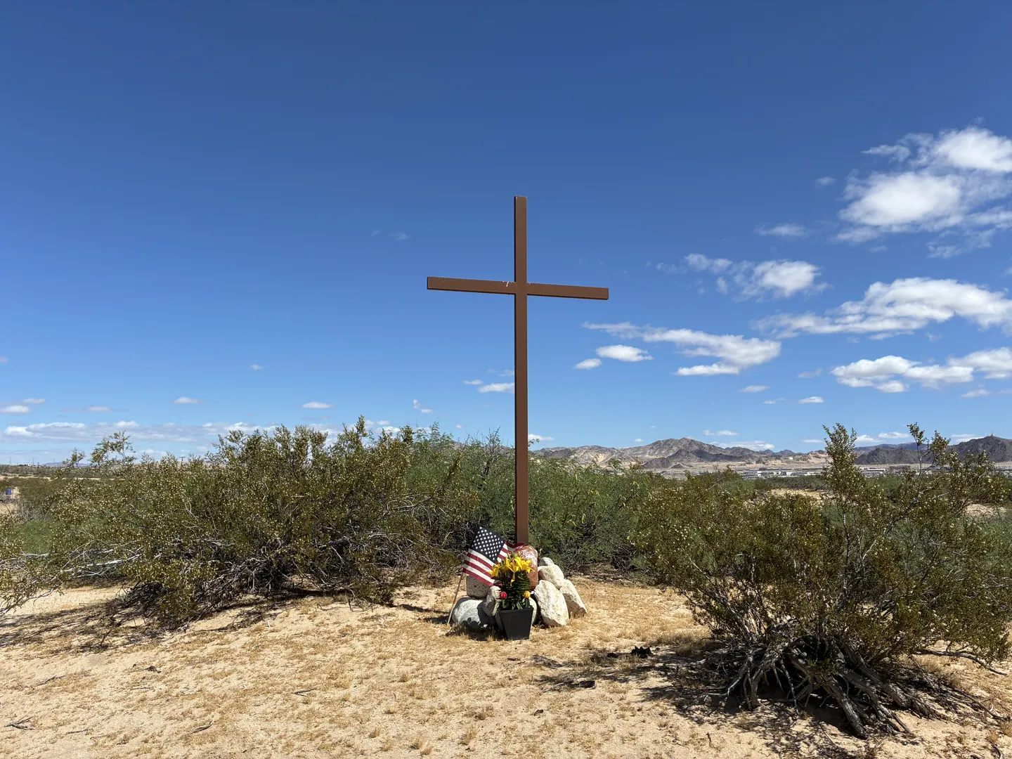 Cross memorial in the desert